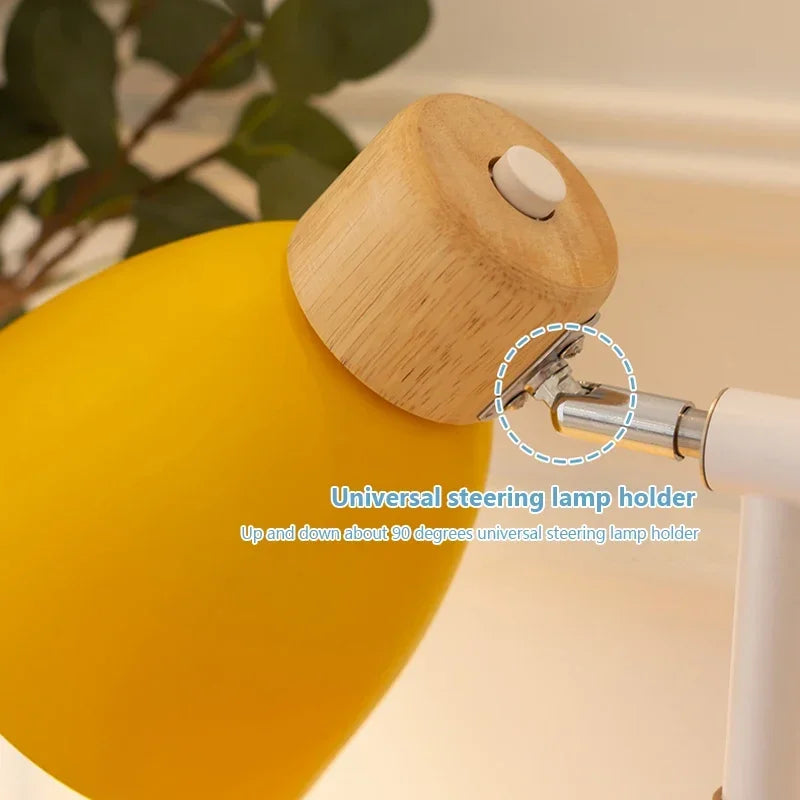 Luminária de Mesa Madeira Nórdica LED Giratória – Leitura e Decoração