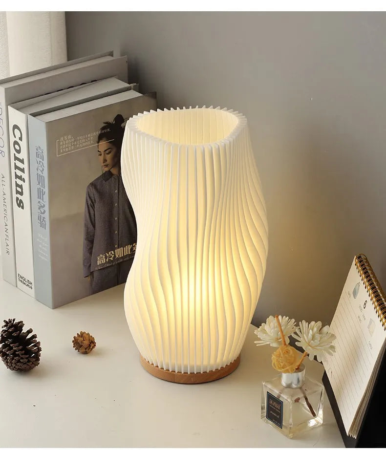 Luminária Plissada Cream 3D Café Quarto Estudo Atmosfera