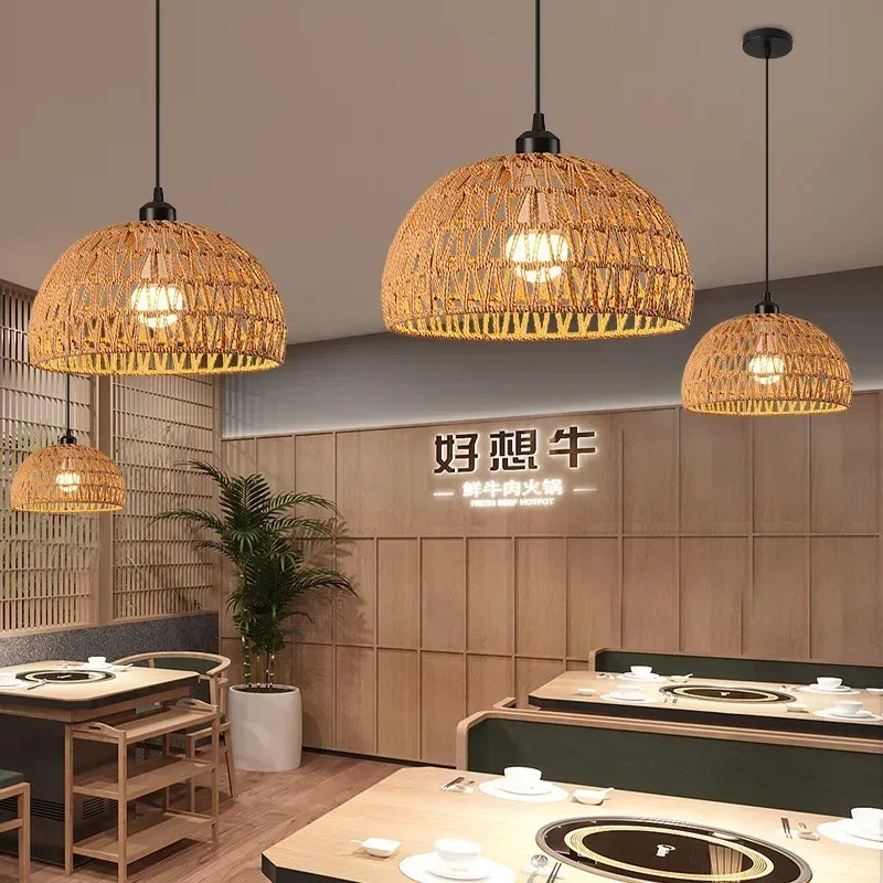 Pendente Boho em Rattan Trançado E27