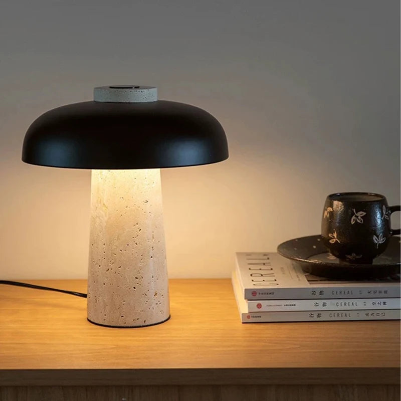 Luminária Cogumelo LED Pedra Natural USB Quarto 3000K
