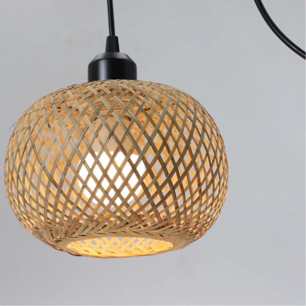 Pendente Artesanal em Bambu e Rattan E27 para Café