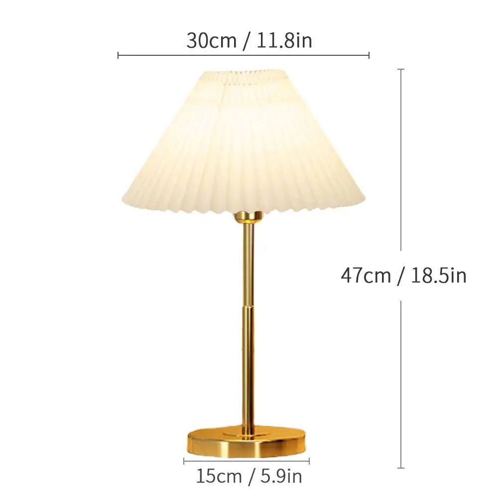 Abajur Metal Desk Lamp Light Luxo Estilo Vertical Bedside Decoration Black Table Lamp Pleated Fabric Lampshade Gold Lighting Fixture