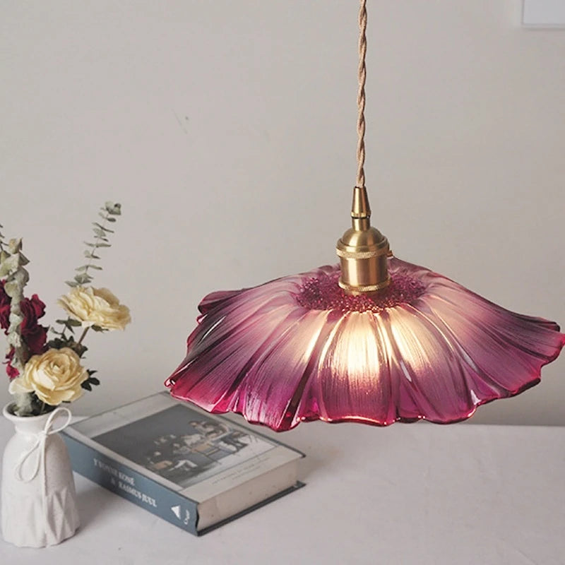 Pendente de Vidro Floral — Luminária Decorativa para Sala