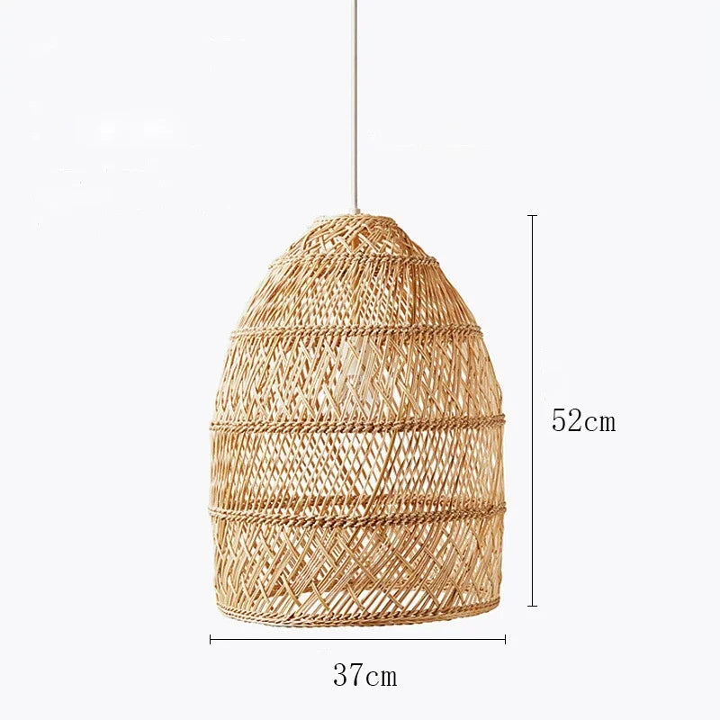 Pendente de Rattan Natural Tecido à Mão Estilo Chinês para Sala
