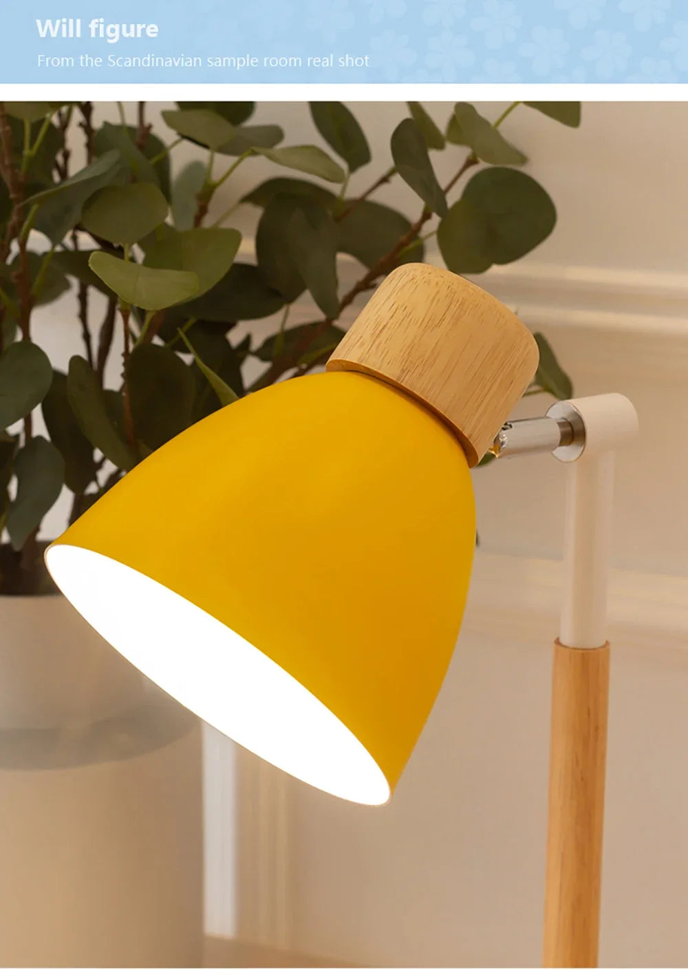 Luminária de Mesa Madeira Nórdica LED Giratória – Leitura e Decoração