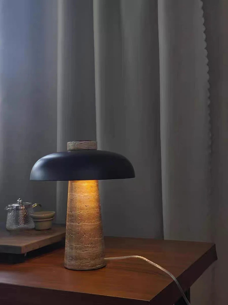 Luminária Cogumelo LED Pedra Natural USB Quarto 3000K