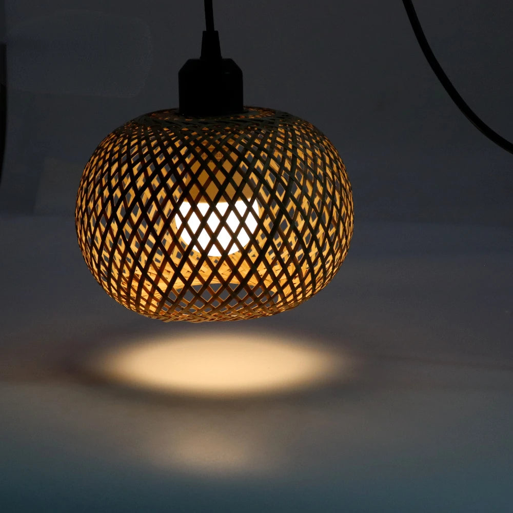Pendente Artesanal em Bambu e Rattan E27 para Café