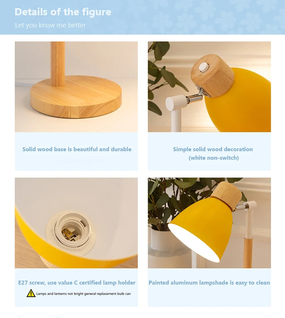 Luminária de Mesa Madeira Nórdica LED Giratória – Leitura e Decoração