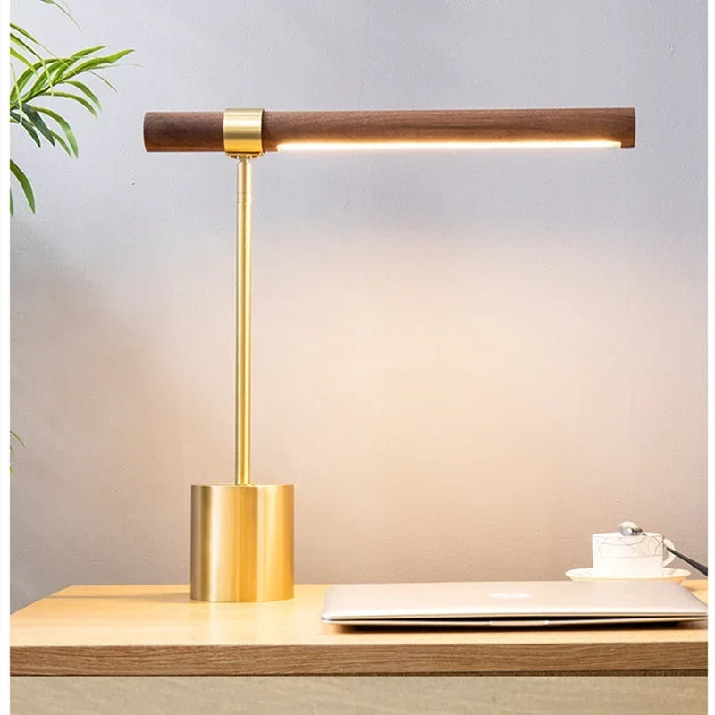 Luminária de Mesa Italiana Designer Madeira LED – Sala e Cabeceira