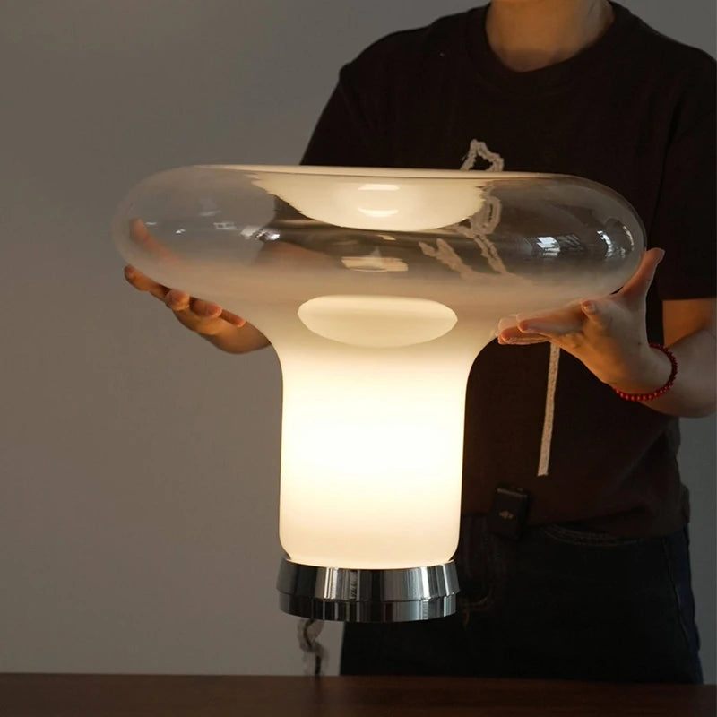 Luminária Cogumelo Vidro Água-Viva Estilo Francês LED