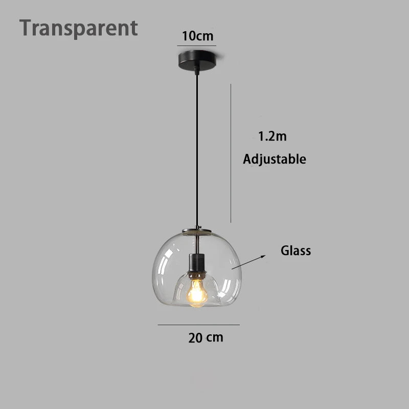 Pendente de Vidro Retrô Âmbar e Cinza Fumê E27 para Sala e Quarto