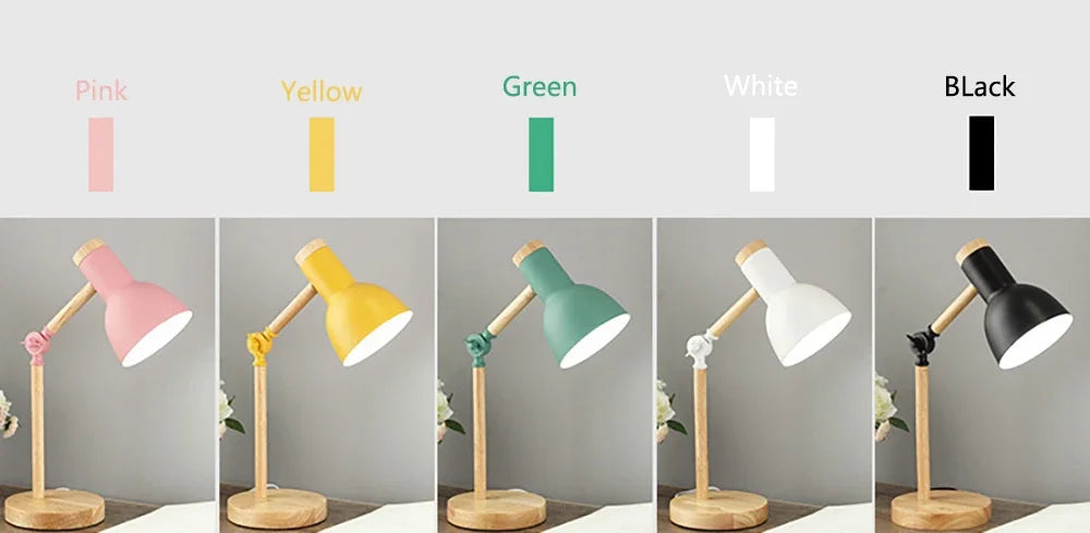 Luminária de Mesa Madeira Nórdica LED Giratória – Leitura e Decoração