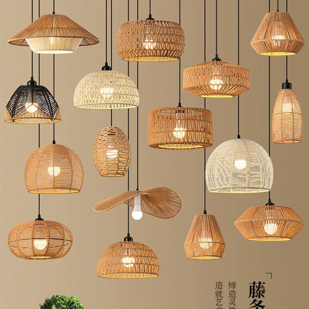 Pendente Boho em Rattan Trançado E27