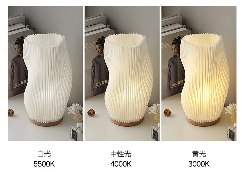 Luminária Plissada Cream 3D Café Quarto Estudo Atmosfera