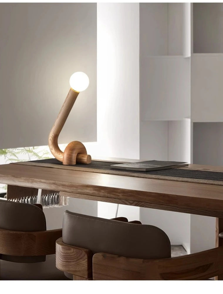 Luminária de Mesa LED Madeira Maciça Criativa – Quarto e Cabeceira