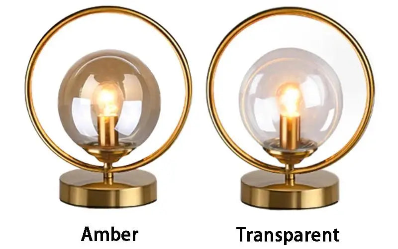 Luminária de Mesa Latão com Esfera de Vidro – Sala, Quarto e Cabeceira