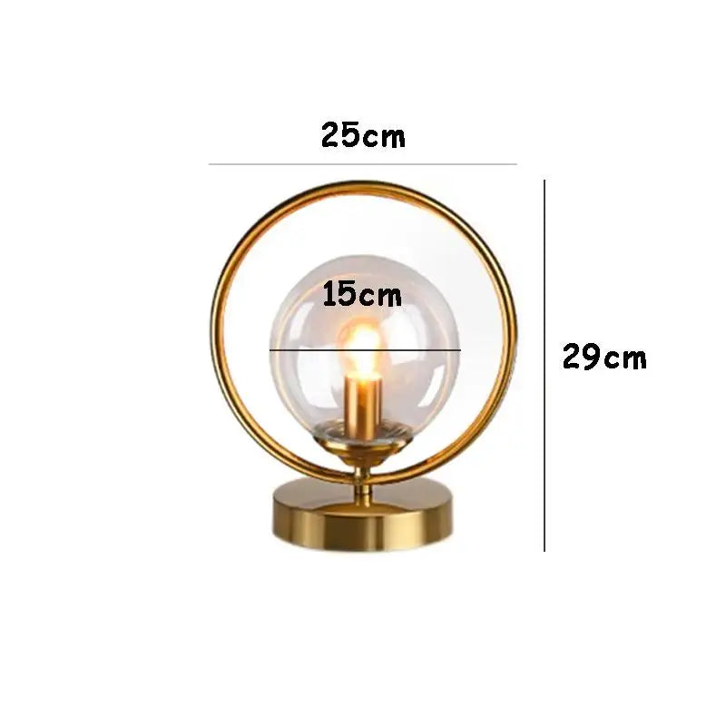 Luminária de Mesa Latão com Esfera de Vidro – Sala, Quarto e Cabeceira