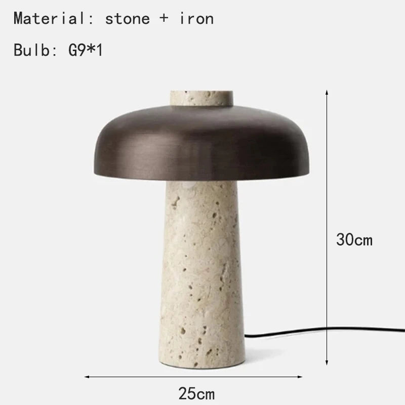 Luminária Cogumelo LED Pedra Natural USB Quarto 3000K