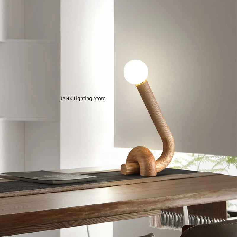 Luminária de Mesa LED Madeira Maciça Criativa – Quarto e Cabeceira