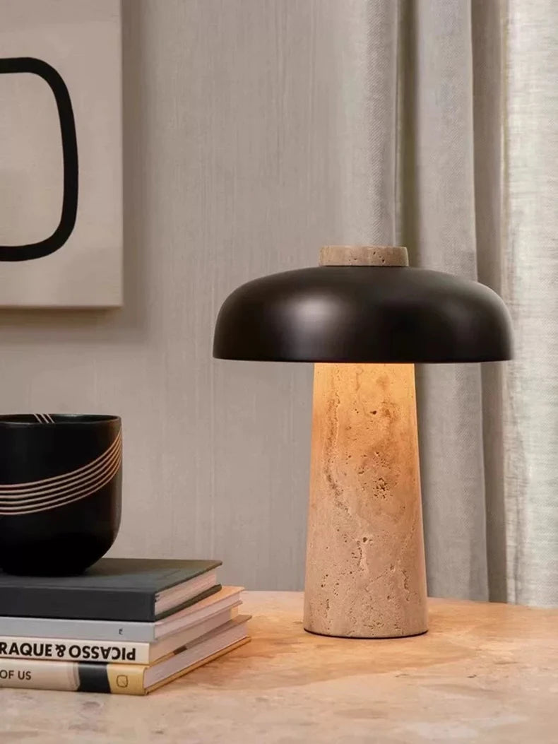 Luminária Cogumelo LED Pedra Natural USB Quarto 3000K