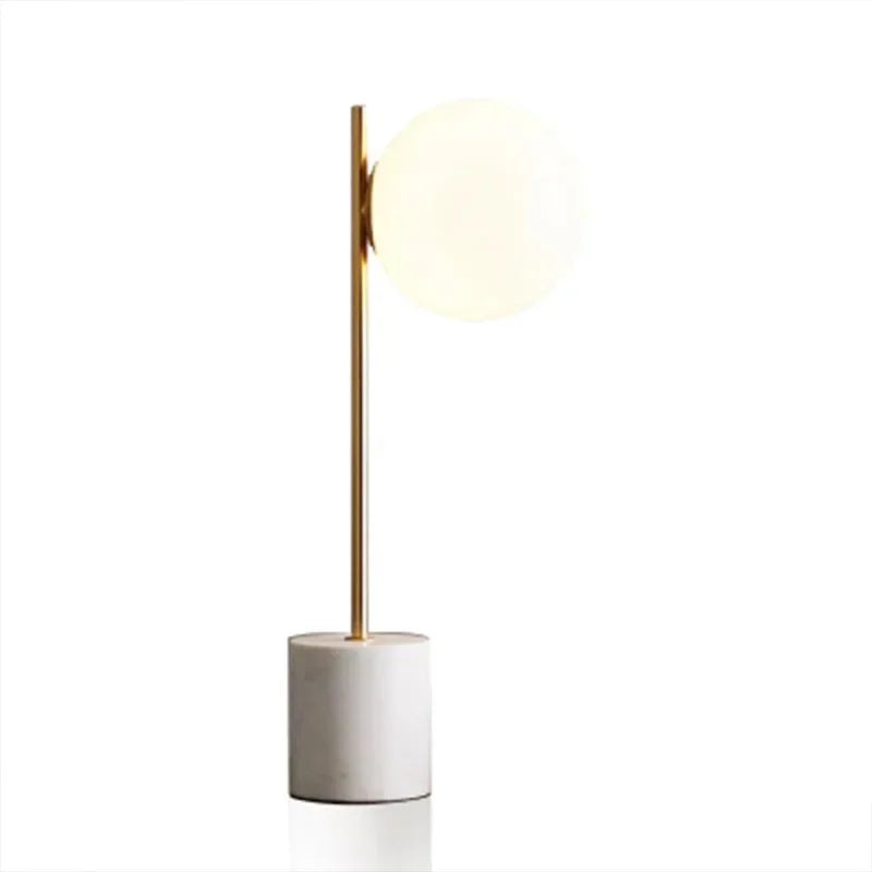 Luminária de Mesa Vidro Esfera com Base em Mármore – Hotel e Sala de Luxo
