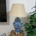 Luminária Porcelana Azul e Branca Jingdezhen Art Déco LED