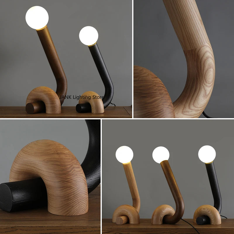 Luminária de Mesa LED Madeira Maciça Criativa – Quarto e Cabeceira
