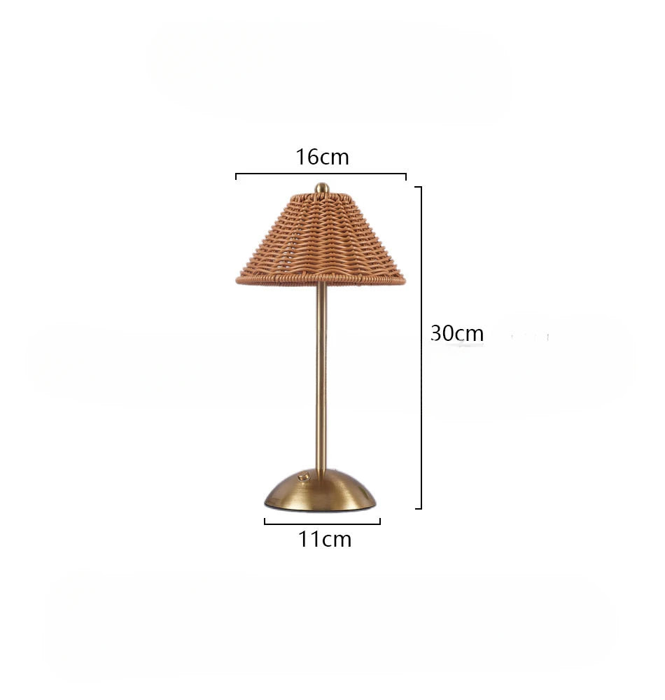 Luminária Rattan Recarregável Retrô Sudeste Asiático LED