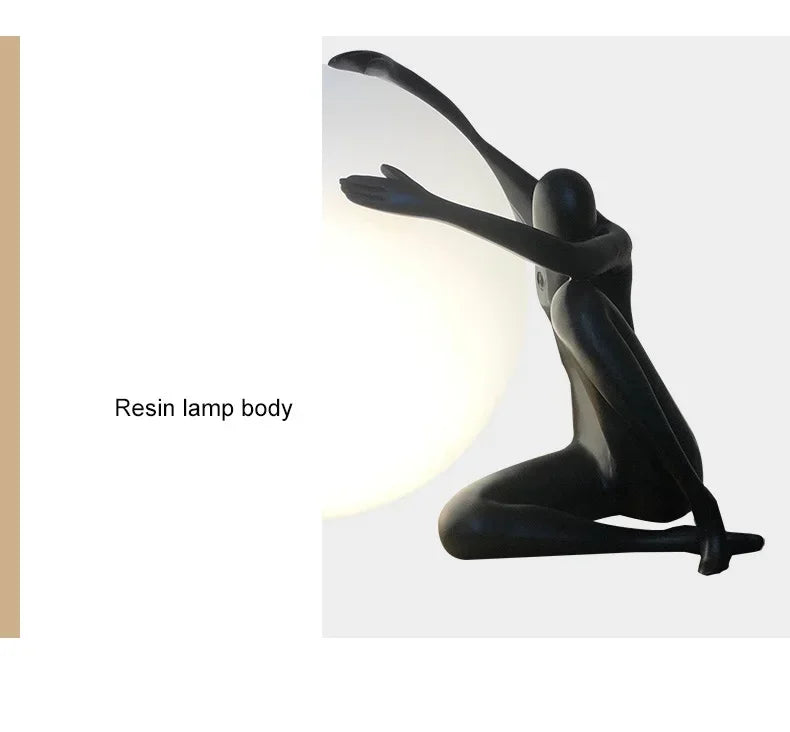Luminárias de Mesa Modern Nordic Art Floor Lamp Abstract Decoration Of Human Figure Holding Ball Vertical Lamp Creative Figure Sculpture Decorative