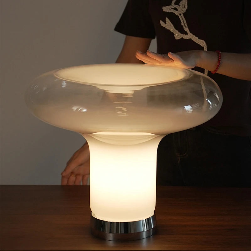 Luminária Cogumelo Vidro Água-Viva Estilo Francês LED