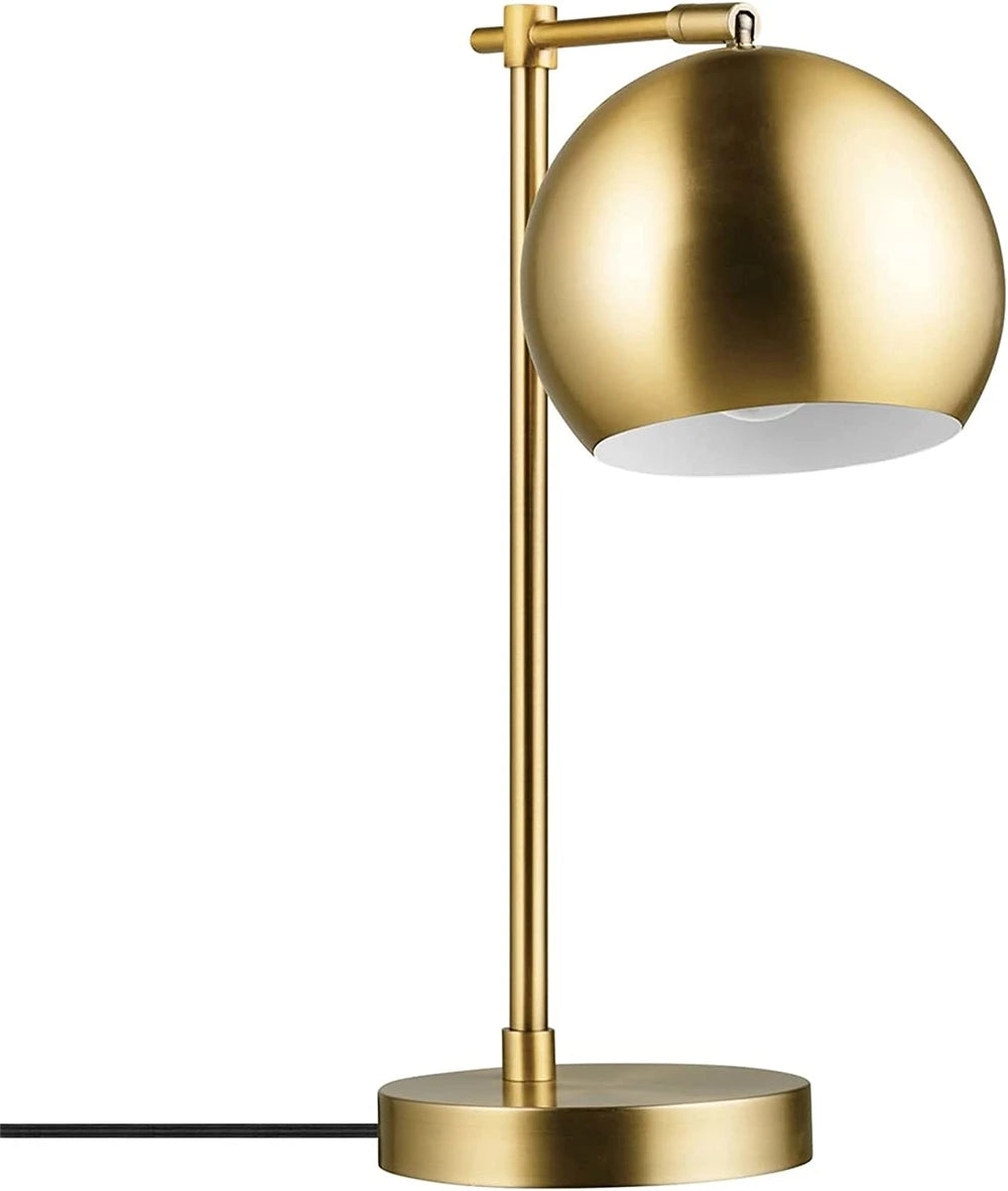 Luminária de Mesa Metal Pesado Latão Fosco com Cabo Tecido LED – Vintage