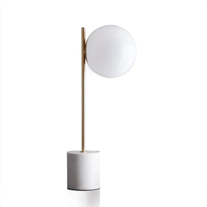 Luminária de Mesa Vidro Esfera com Base em Mármore – Hotel e Sala de Luxo