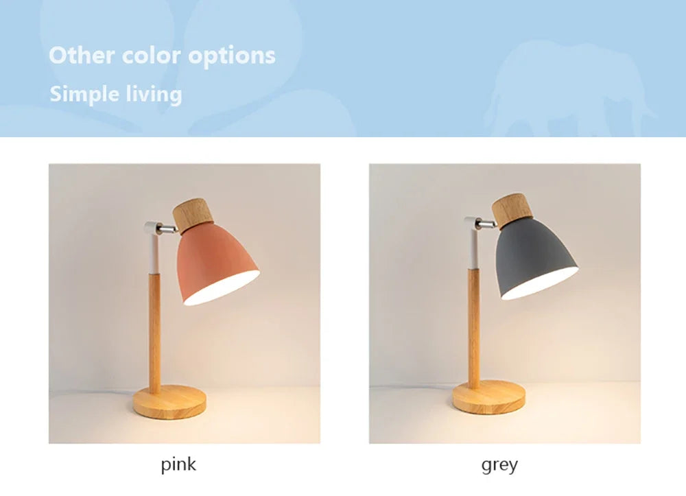 Luminária de Mesa Madeira Nórdica LED Giratória – Leitura e Decoração