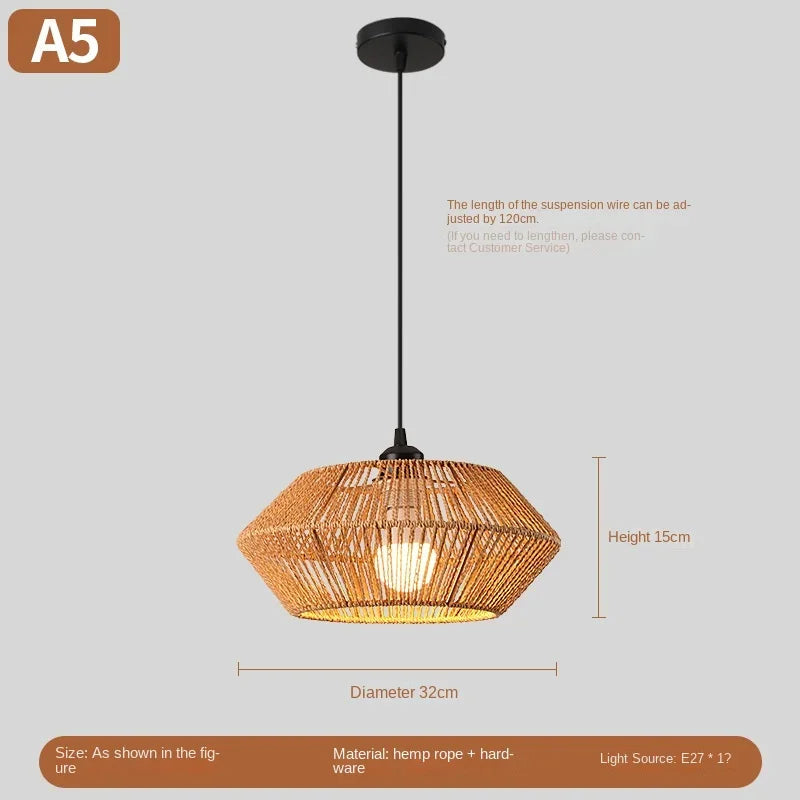 Pendente Boho em Rattan Trançado E27