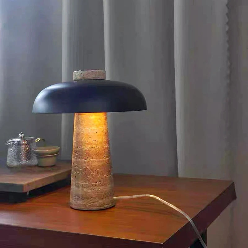 Luminária Cogumelo LED Pedra Natural USB Quarto 3000K
