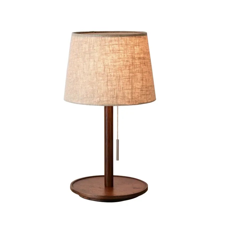 Abajur Custom Modern Nordic Luxo Casa Sala de Estar Quarto Decoração Round Fabric Wood Base Cloth Table Lamp