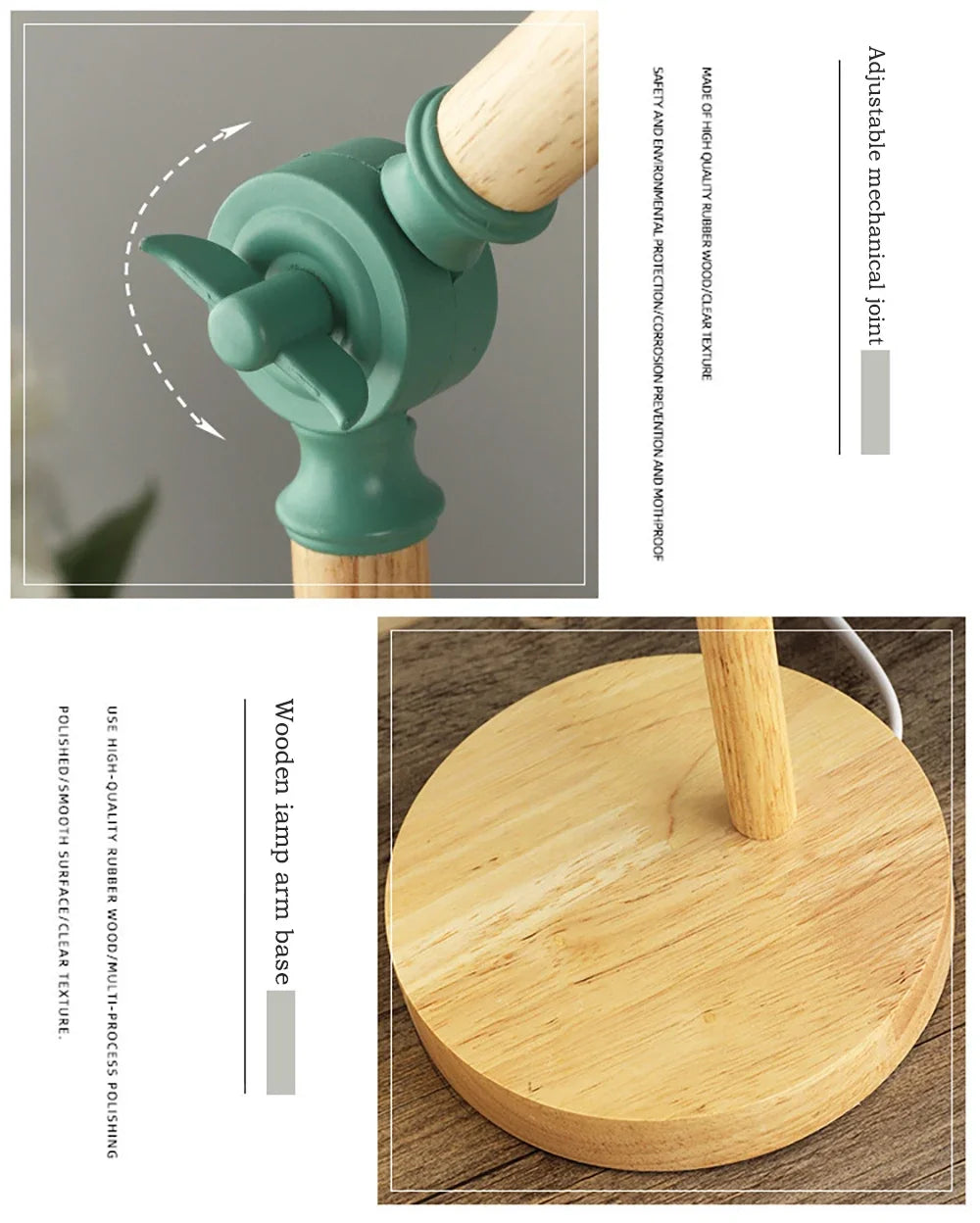 Luminária de Mesa Madeira Nórdica LED Giratória – Leitura e Decoração