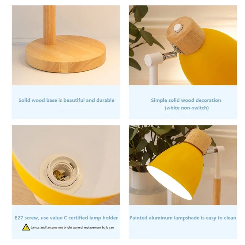 Luminária de Mesa Madeira Nórdica LED Giratória – Leitura e Decoração