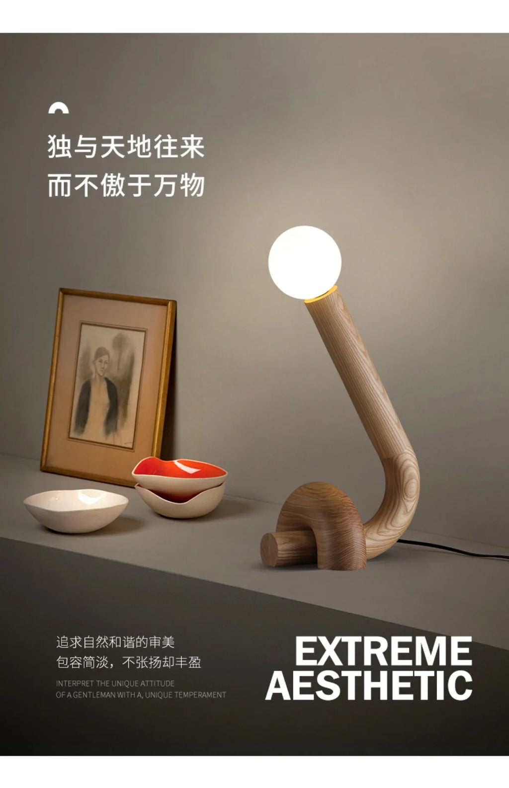 Luminária de Mesa LED Madeira Maciça Criativa – Quarto e Cabeceira