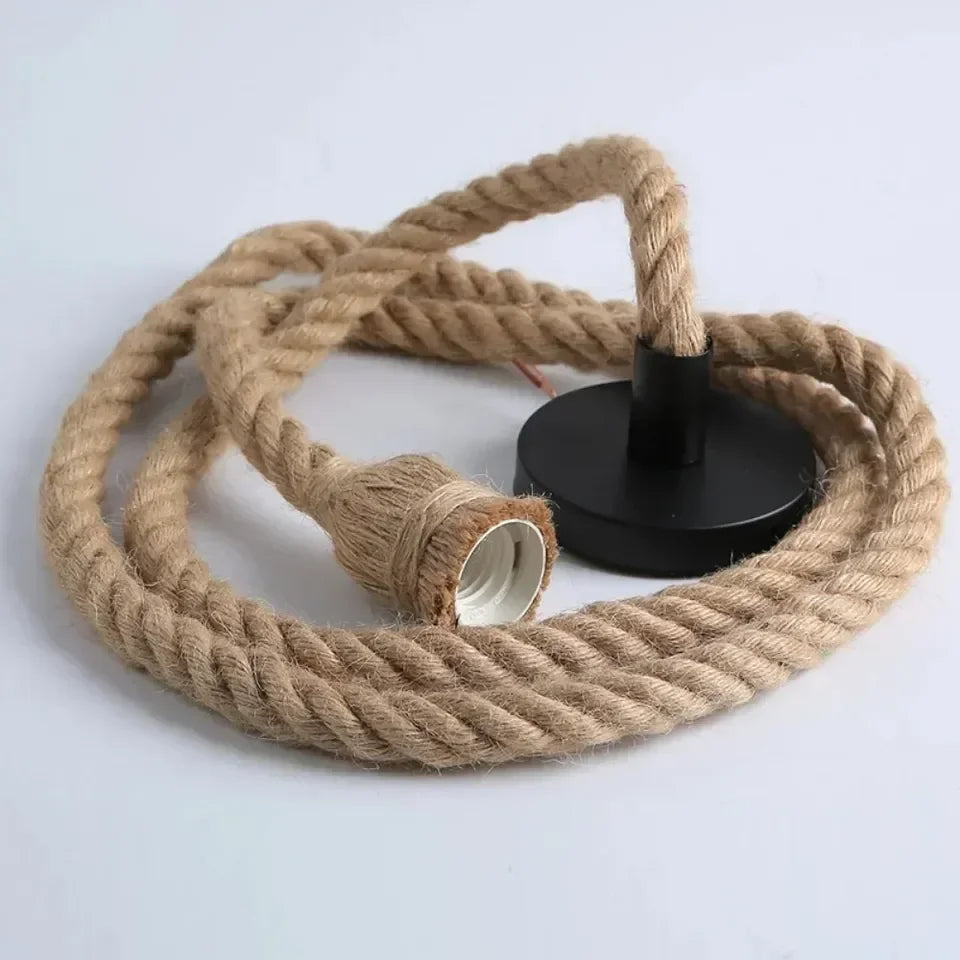 Pendente Industrial Vintage com Corda de Cânhamo E27