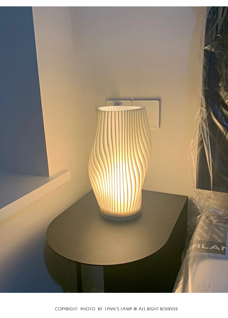 Luminária Plissada Cream 3D Café Quarto Estudo Atmosfera