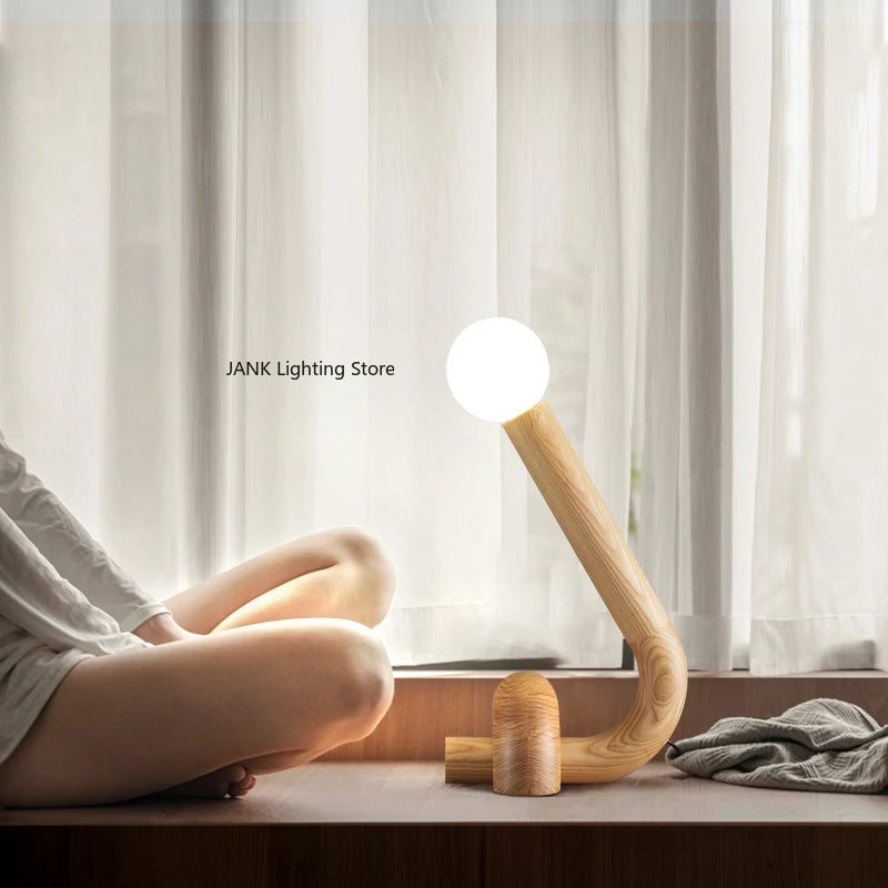 Luminária de Mesa LED Madeira Maciça Criativa – Quarto e Cabeceira