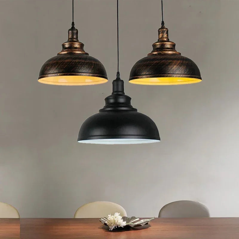Pendente Retrô Loft E27 em Preto, Prata ou Cobre