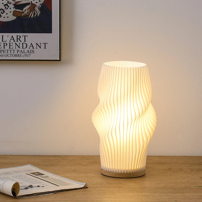 Luminária Plissada Cream 3D Café Quarto Estudo Atmosfera