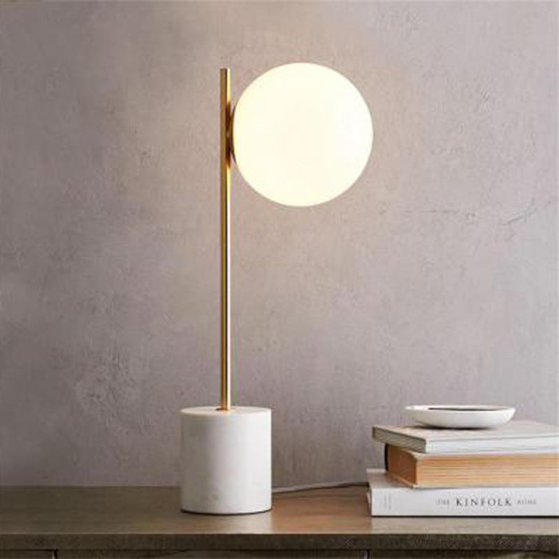 Luminária de Mesa Vidro Esfera com Base em Mármore – Hotel e Sala de Luxo