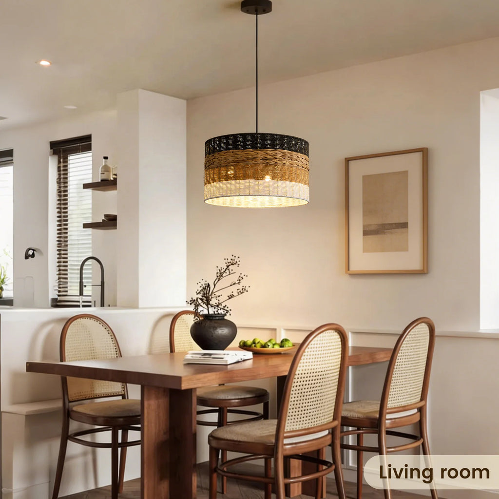 Pendente Wabi Sabi 4 Cores em Rattan para Quarto