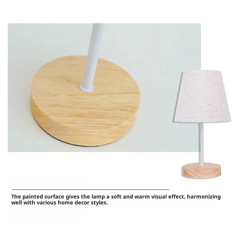Luminária Madeira Linho USB Cabeceira Luz Quente Atmosfera
