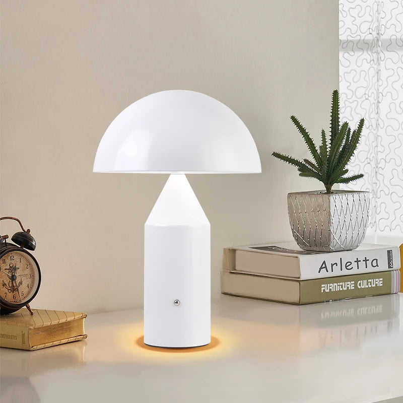 Abajur Cogumelo LED 3 Cores Touch USB Recarregável