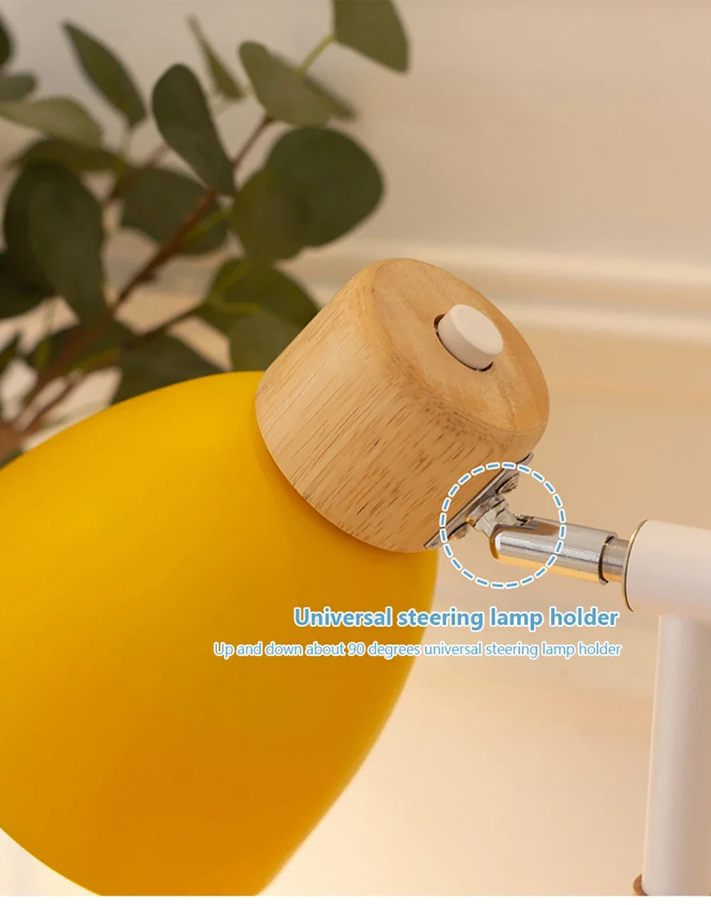 Luminária de Mesa Madeira Nórdica LED Giratória – Leitura e Decoração