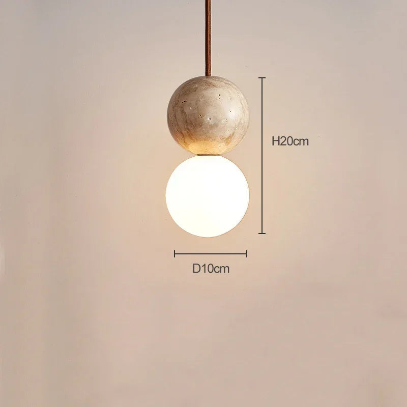Pendente Esfera Retrô Estilo Pedra Creme LED — Para Quarto e Bar